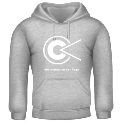 Hoodie aus dem Webshop, grau mit weißer Schrift